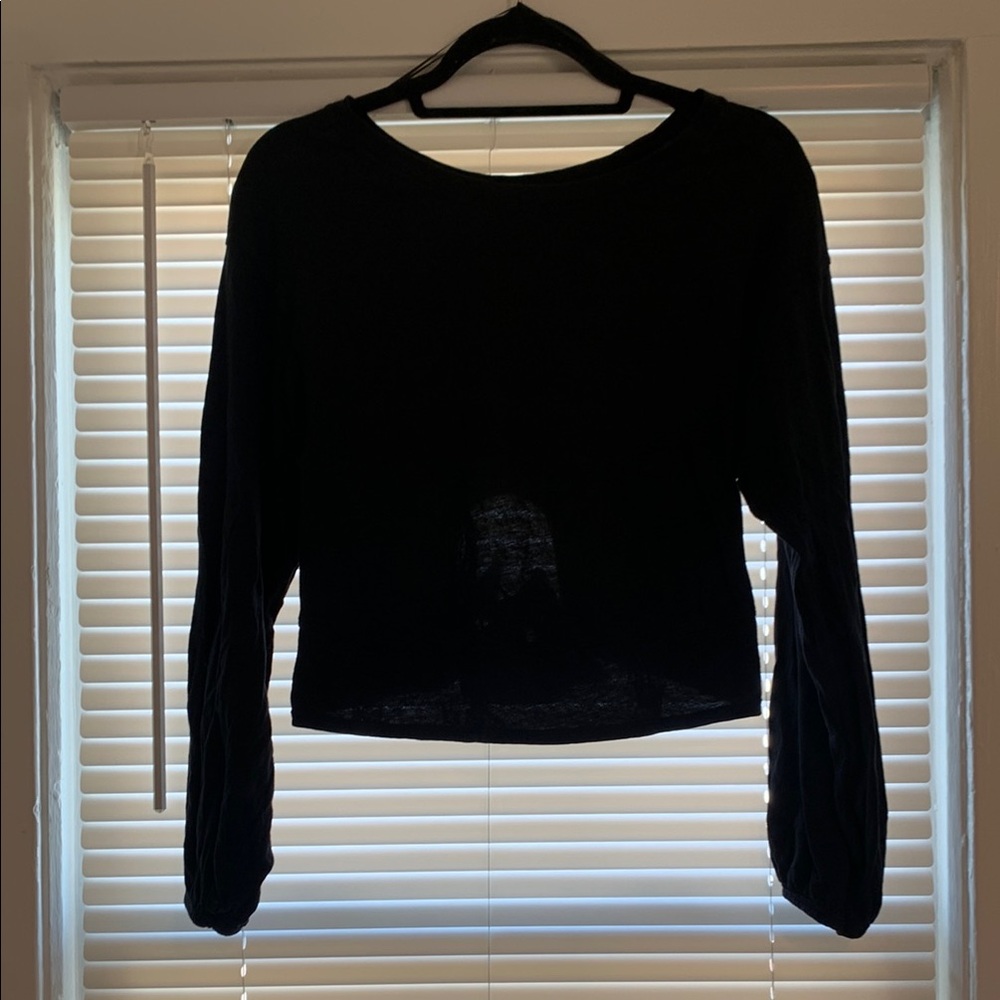 Open Back Black Long Sleeve Top